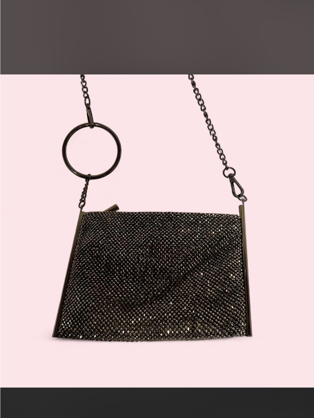 Black Sparkle Chain Crossbody Bag